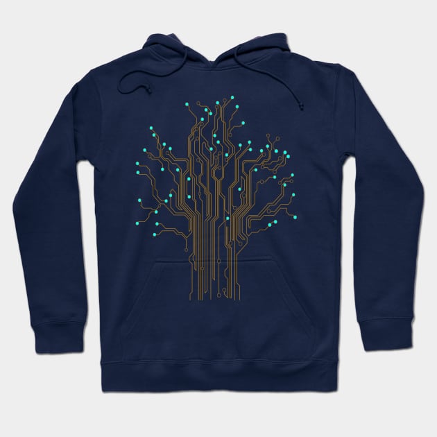 Yellow Technology Tree Hoodie by pilipsjanuariusDesign